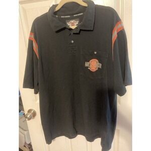 Harley Davidson Polo Shirt Short Sleeve Black Motorcycle Mens XL